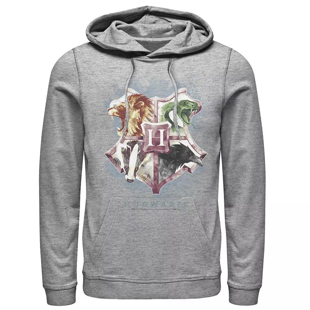 Men's Harry Potter Hogwarts Crest Watercolor Hoodie, Size: Large, Athletic Grey Product Image