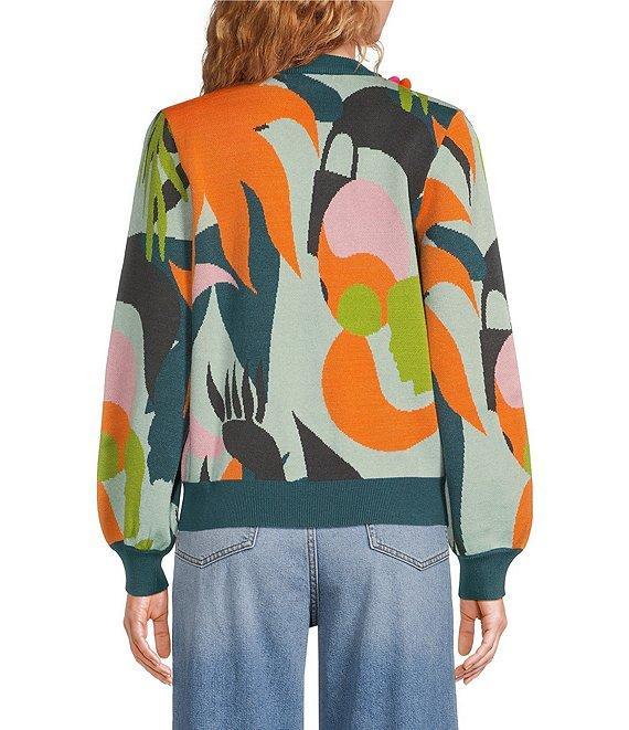 Never Fully Dressed Balearic Abstract Print V-Neck Long Sleeve Cardigan Product Image