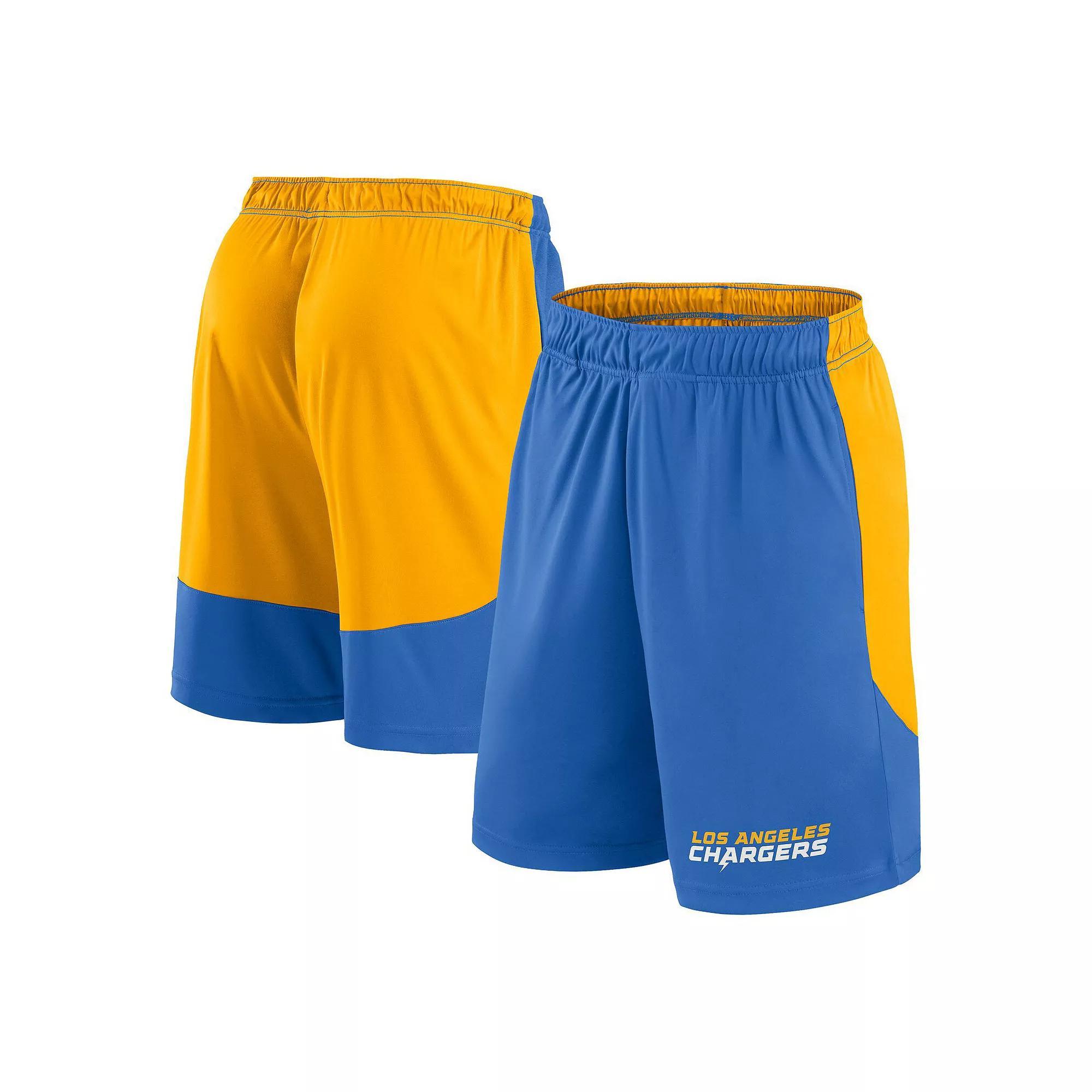 Men's Fanatics Powder Blue/Gold Los Angeles Chargers Launch Polyester Shorts, Size: 3XL, Light Product Image