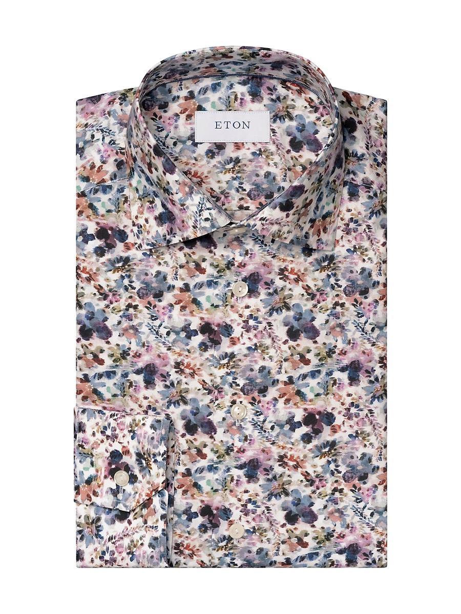 Mens Slim-Fit Cotton Floral Sport Shirt Product Image