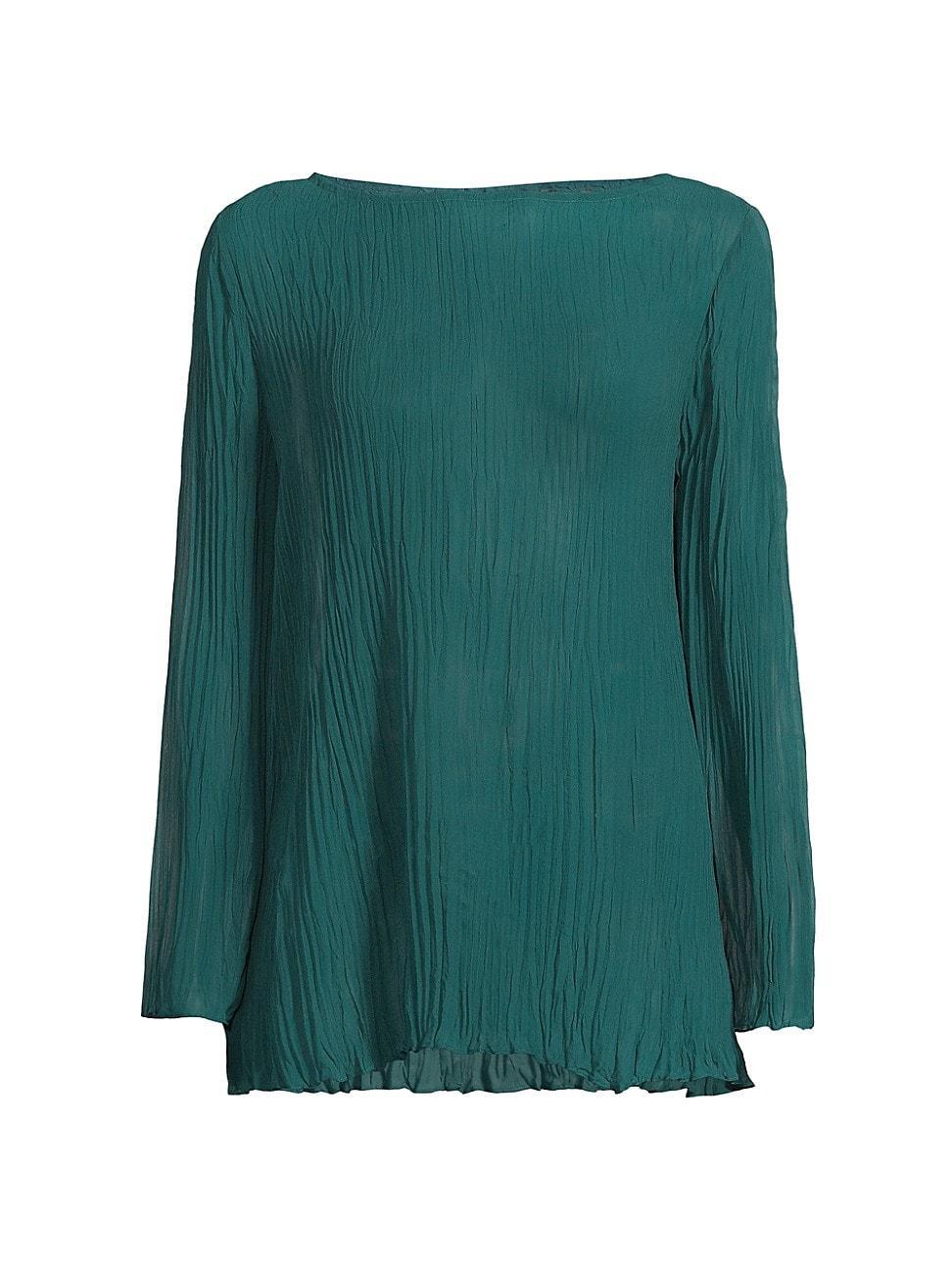 Womens Boatneck Pleated Silk Tunic Product Image