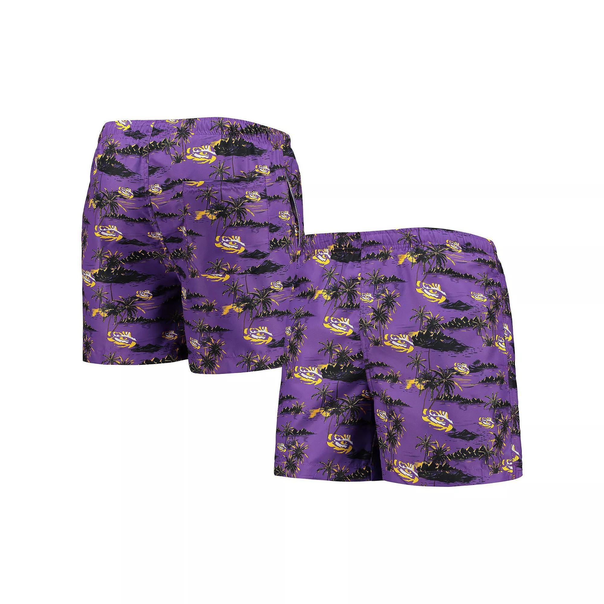 Men's FOCO Purple LSU Tigers Island Palm Swim Trunks, Size: 2XL Product Image