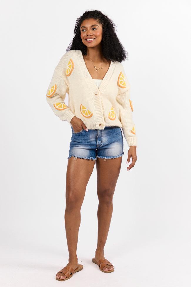 When Life Gives You An Ivory Lemon Slice Cardigan Product Image