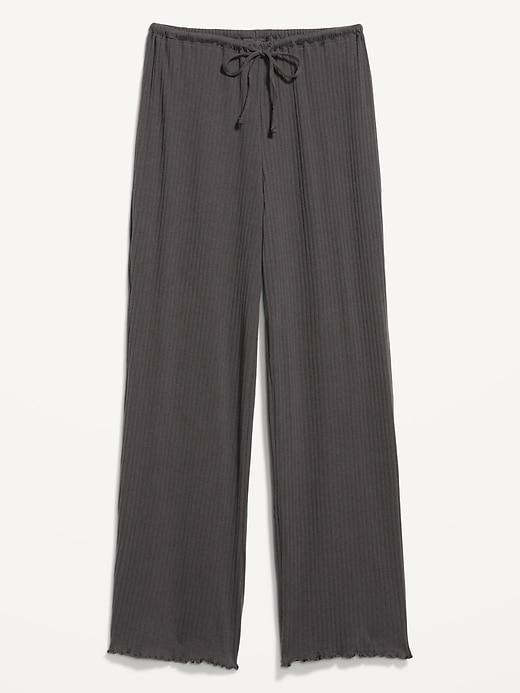 High-Waisted Ribbed Pajama Pants Product Image