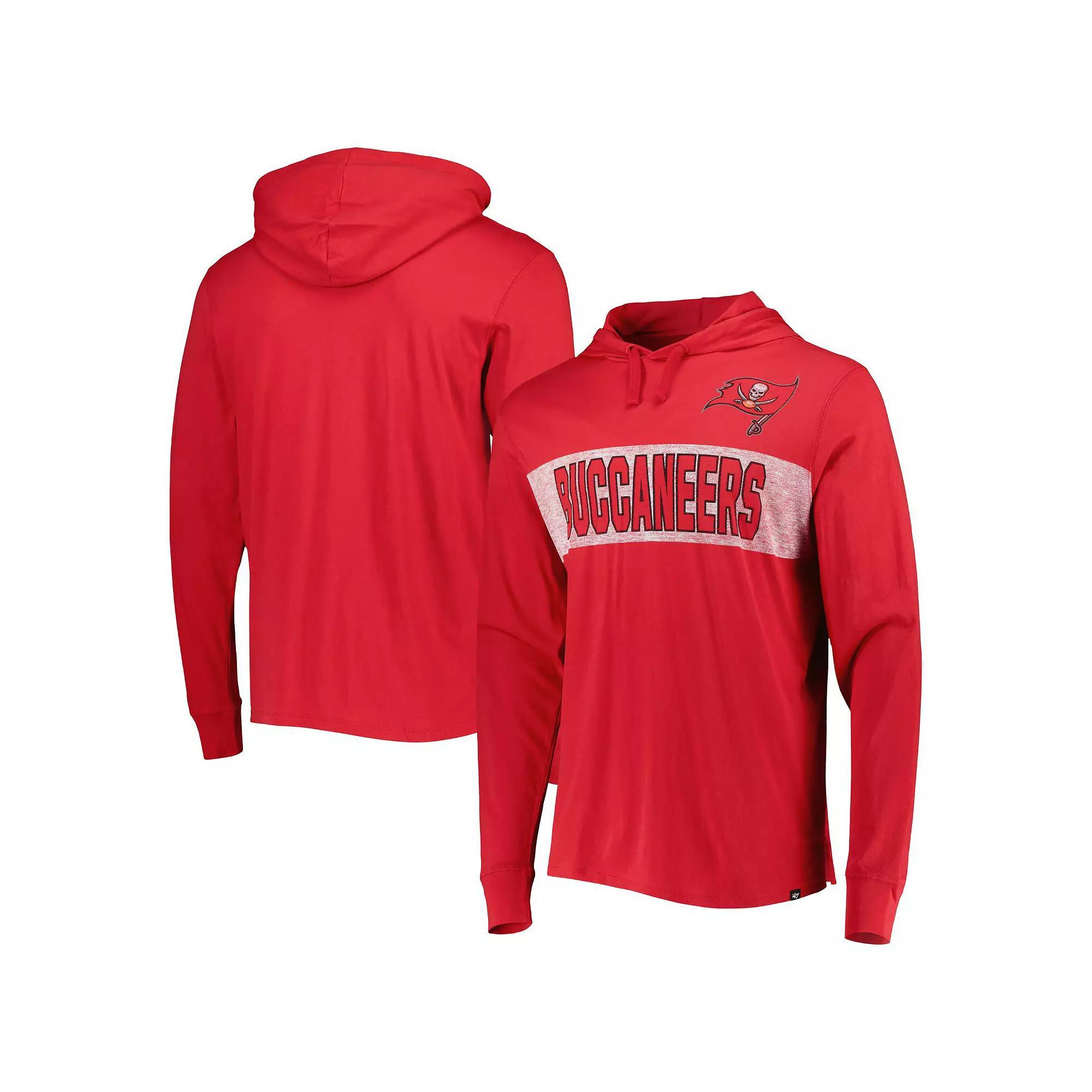 Men's '47 Red Tampa Bay Buccaneers Field Franklin Hooded Long Sleeve T-Shirt,  Product Image