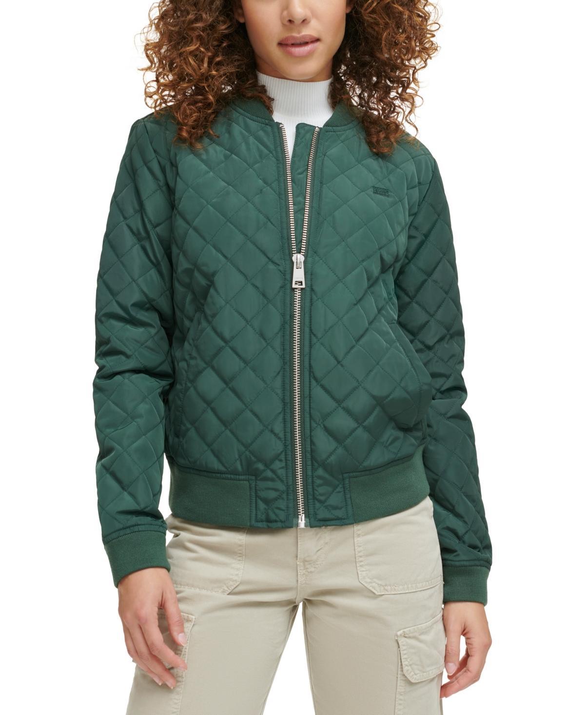 Women's Levi's® Diamond Quilted Bomber Jacket, Size: Large, Green Product Image