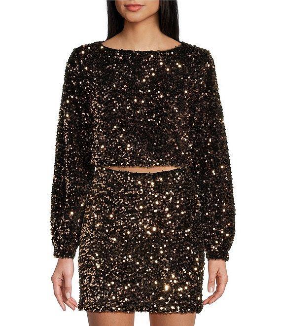 Evolutionary Coordinating Sequin Scoop Neck Long Sleeve Top Product Image