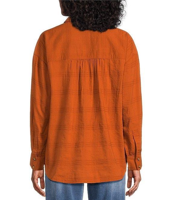 Westbound Woven Collared Oversized Long Sleeve Top Product Image