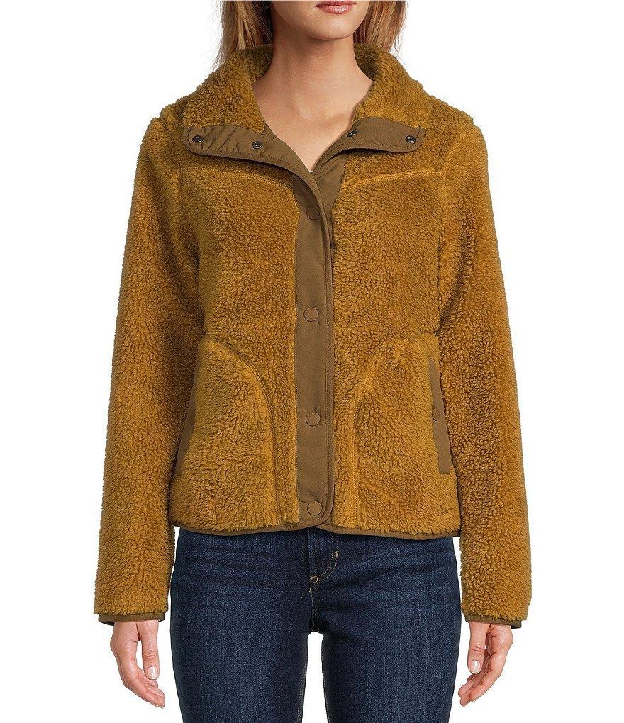 L.L.Bean Sherpa Fleece Stand Collar Long Sleeve Snap-Front Cozy Jacket Product Image