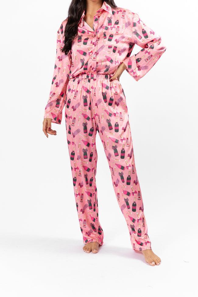 No Place Like Home Pink Silk Champagne Pajama Pants SALE Product Image