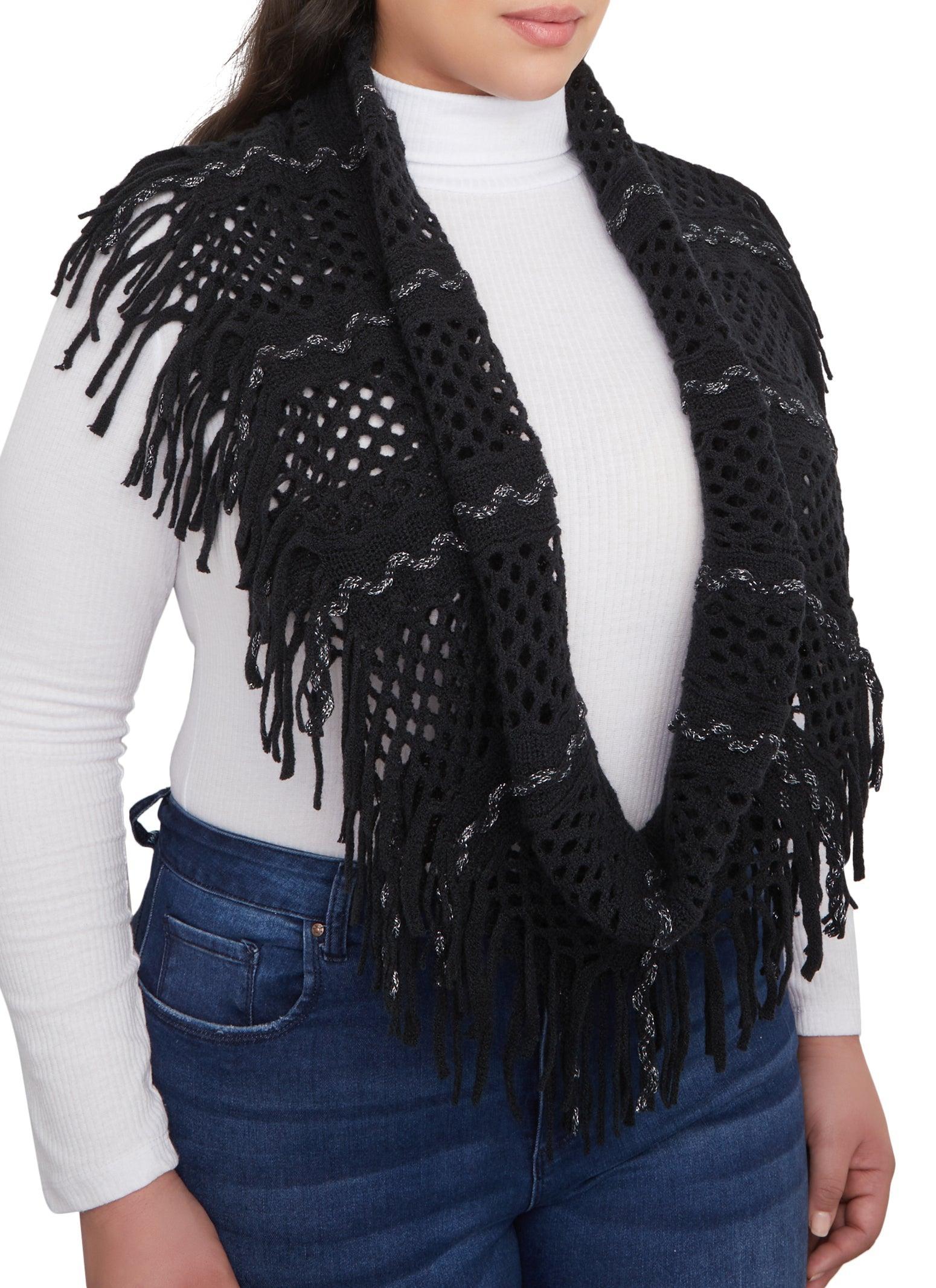 Lurex Crotchet Knit Infinity Scarf Female Product Image