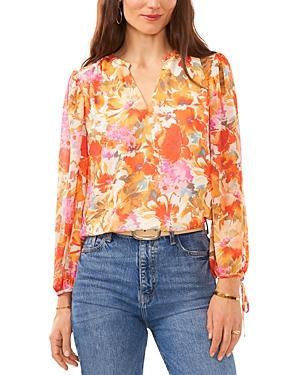 Vince Camuto V Neck Blouse With Puff Sleeve (Tulip ) Women's Clothing Product Image