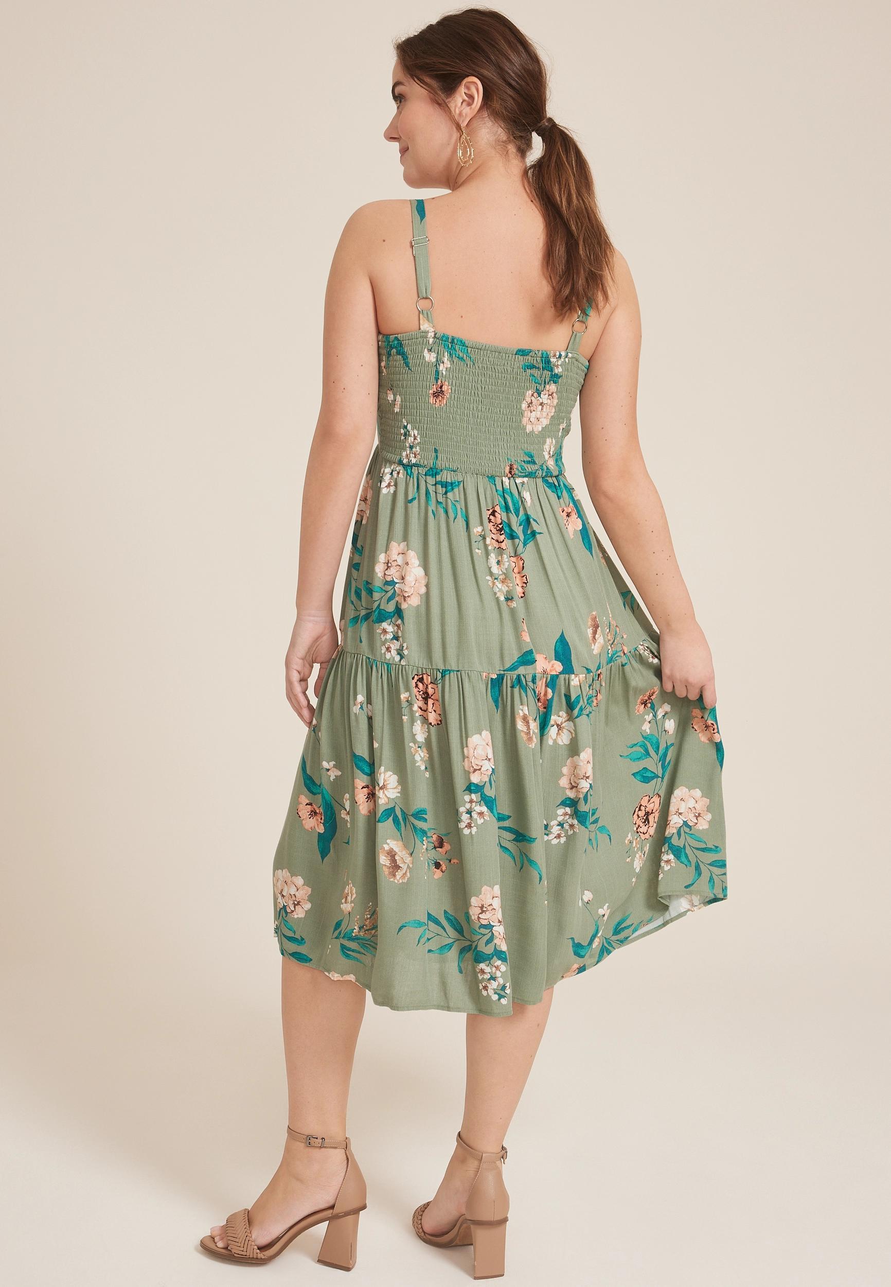Bare Printed Tiered Midi Dress Product Image