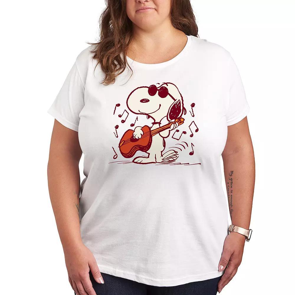 Plus Peanuts Snoopy Joe Cool Guitar Graphic Tee, Women's, Size: 1XL, White Product Image