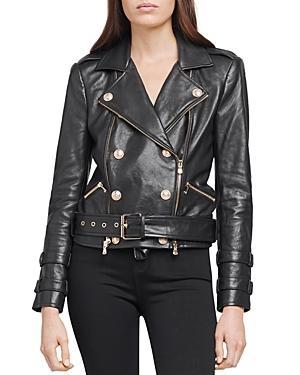 Billie Belted Leather Jacket Product Image