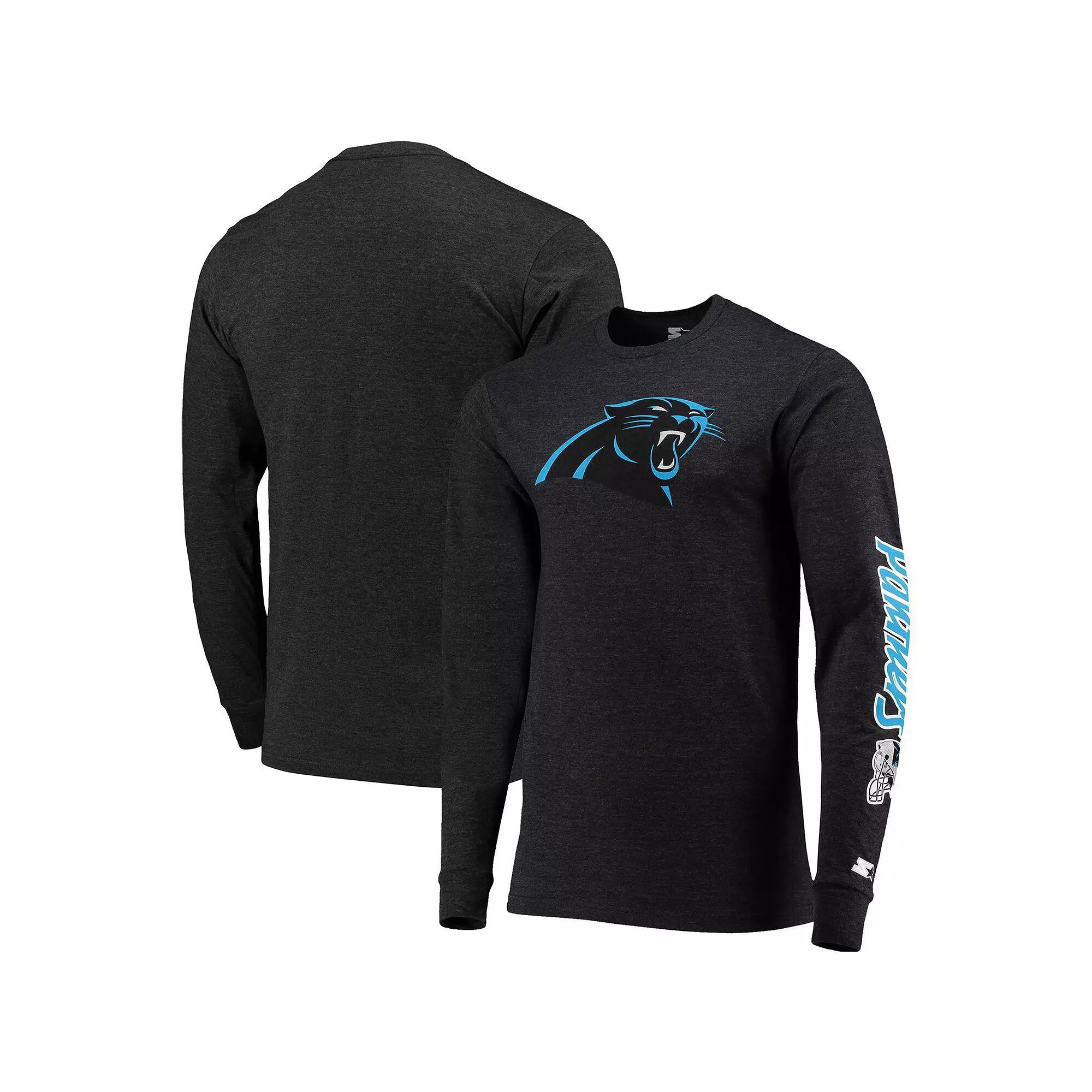 Men's Starter Heathered Black Carolina Panthers Halftime Long Sleeve T-Shirt,  Product Image