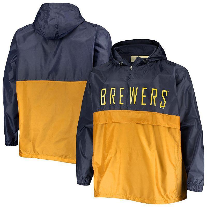Men's Navy/Gold Milwaukee Brewers Big & Tall Split Body Anorak Half-Zip Jacket, Size: 2XLT, Blue Product Image