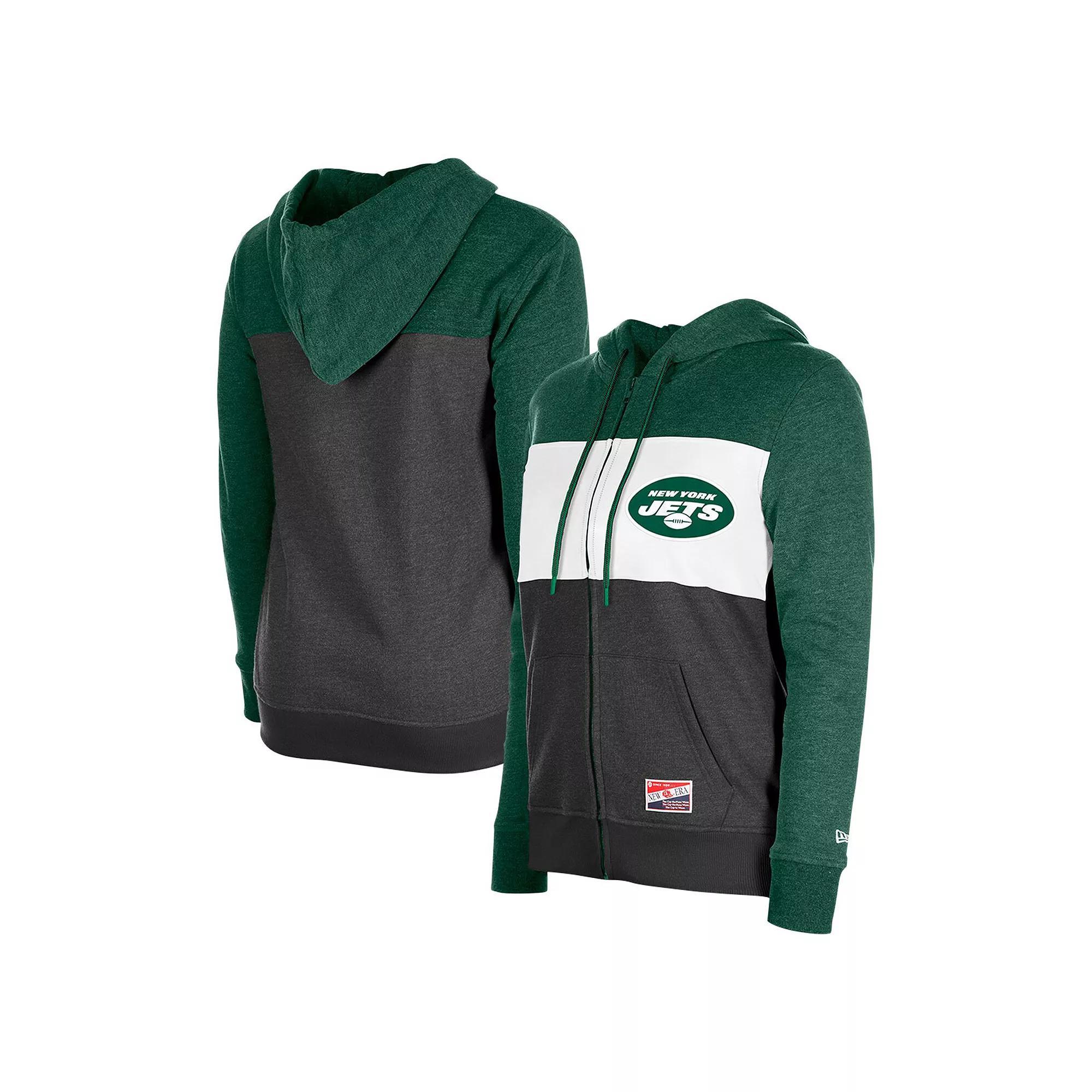 Women's New Era Green New York Jets Color-Block Full-Zip Hoodie,  Product Image