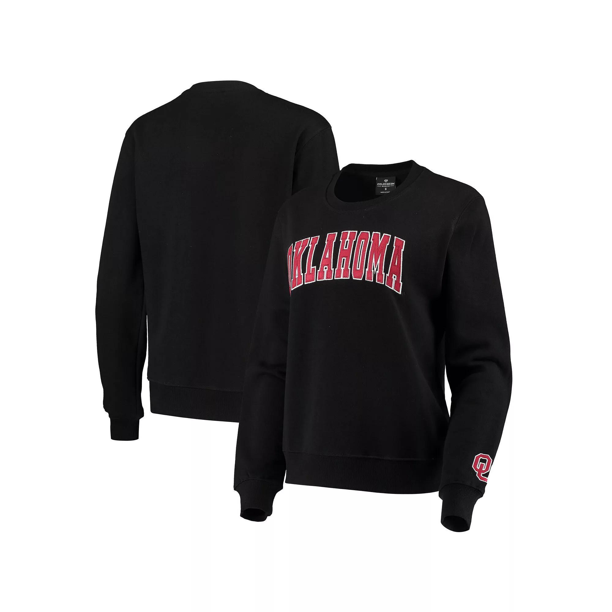 Women's Colosseum Black Oklahoma Sooners Campanile Pullover Sweatshirt,  Product Image