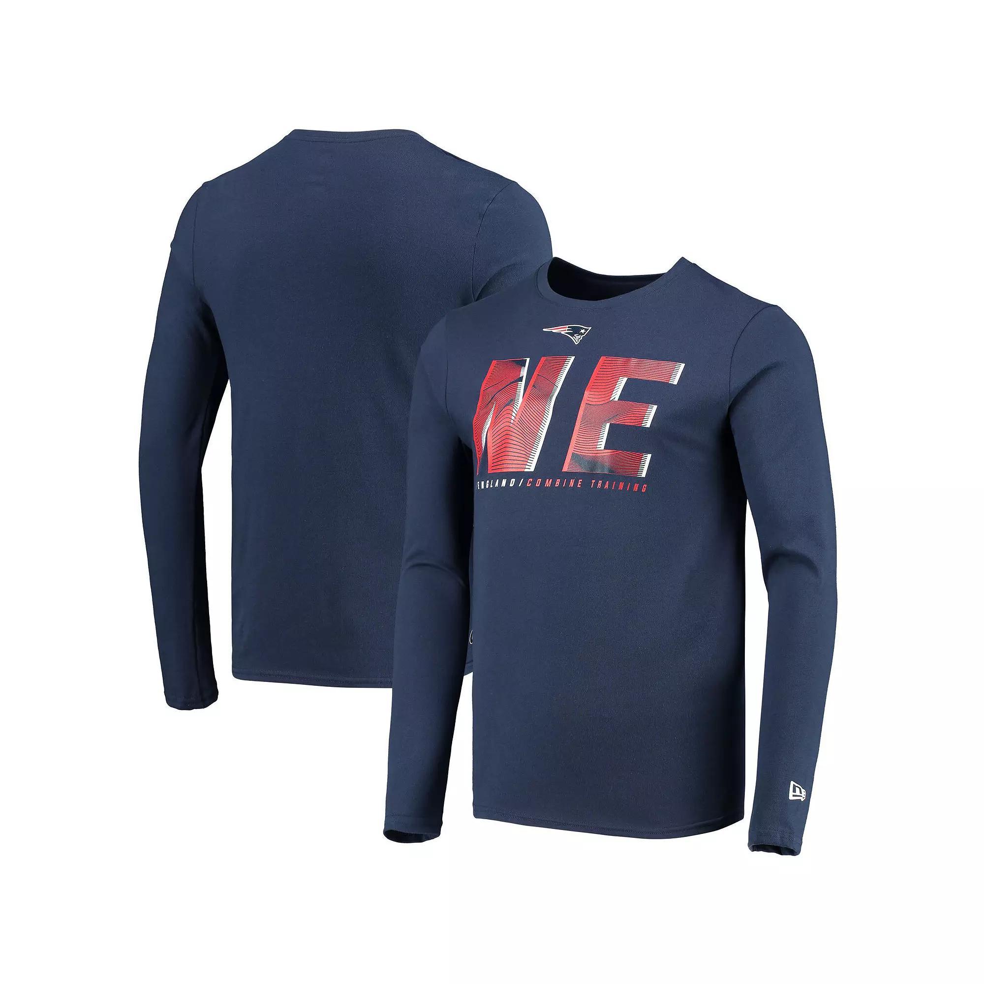 Men's New Era Navy New England Patriots Combine Authentic Static Abbreviation Long Sleeve T-Shirt,  Product Image