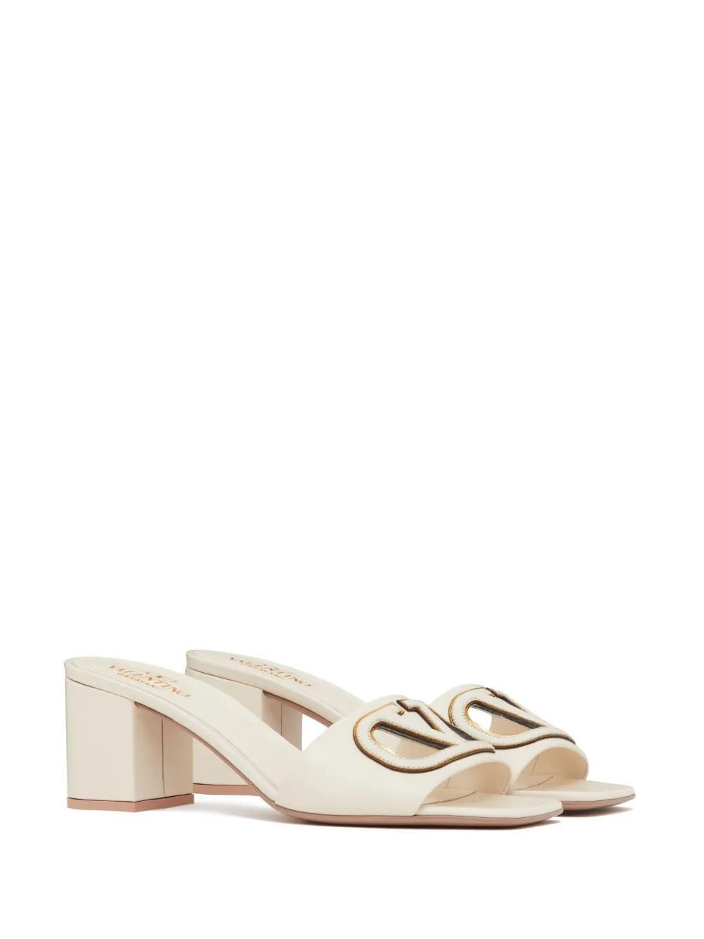 VALENTINO GARAVANI Vlogo Signature 60mm Leather Mules In White Product Image