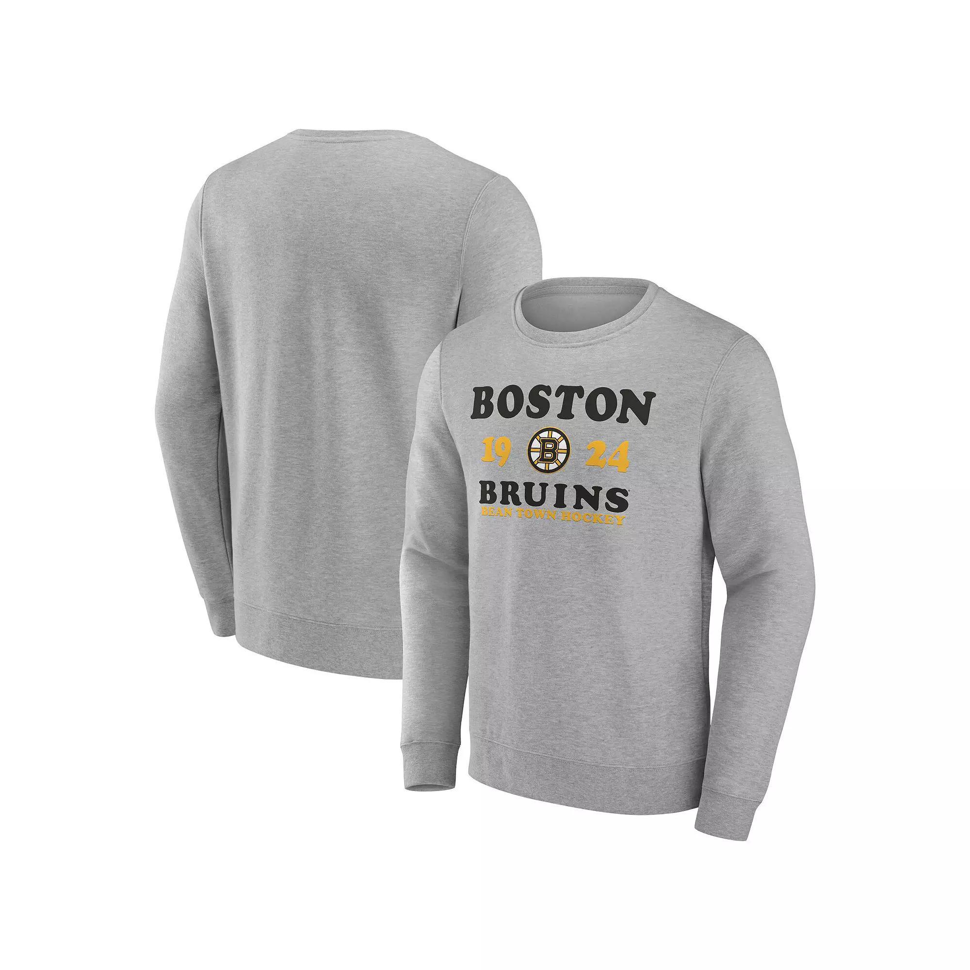 Men's Fanatics Branded Heather Charcoal Boston Bruins Fierce Competitor Pullover Sweatshirt, Size: 4XL Product Image