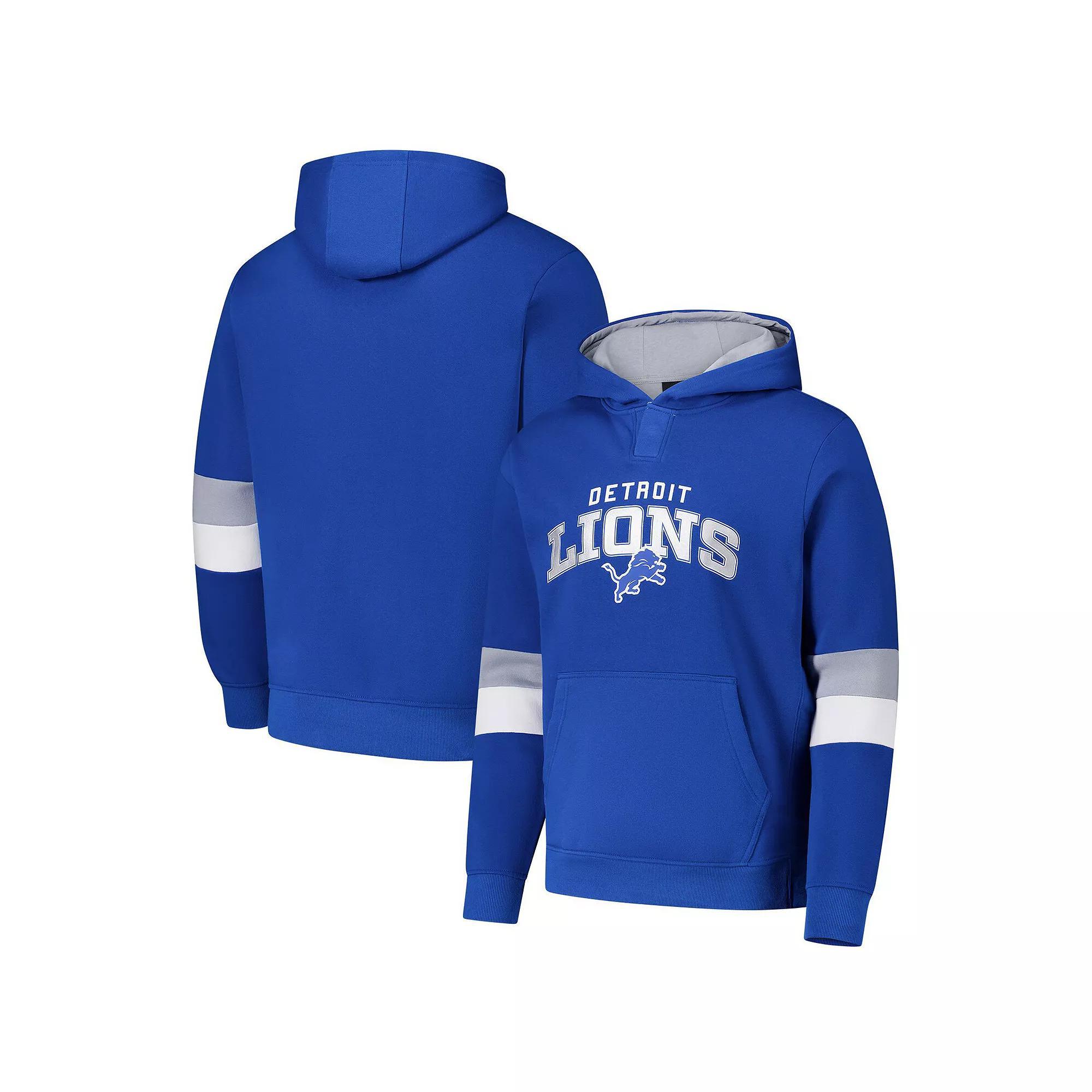 Men's G-III Sports by Carl Banks Blue/Silver Detroit Lions Adaptive Faceoff Pullover Hoodie, Size: XL Product Image
