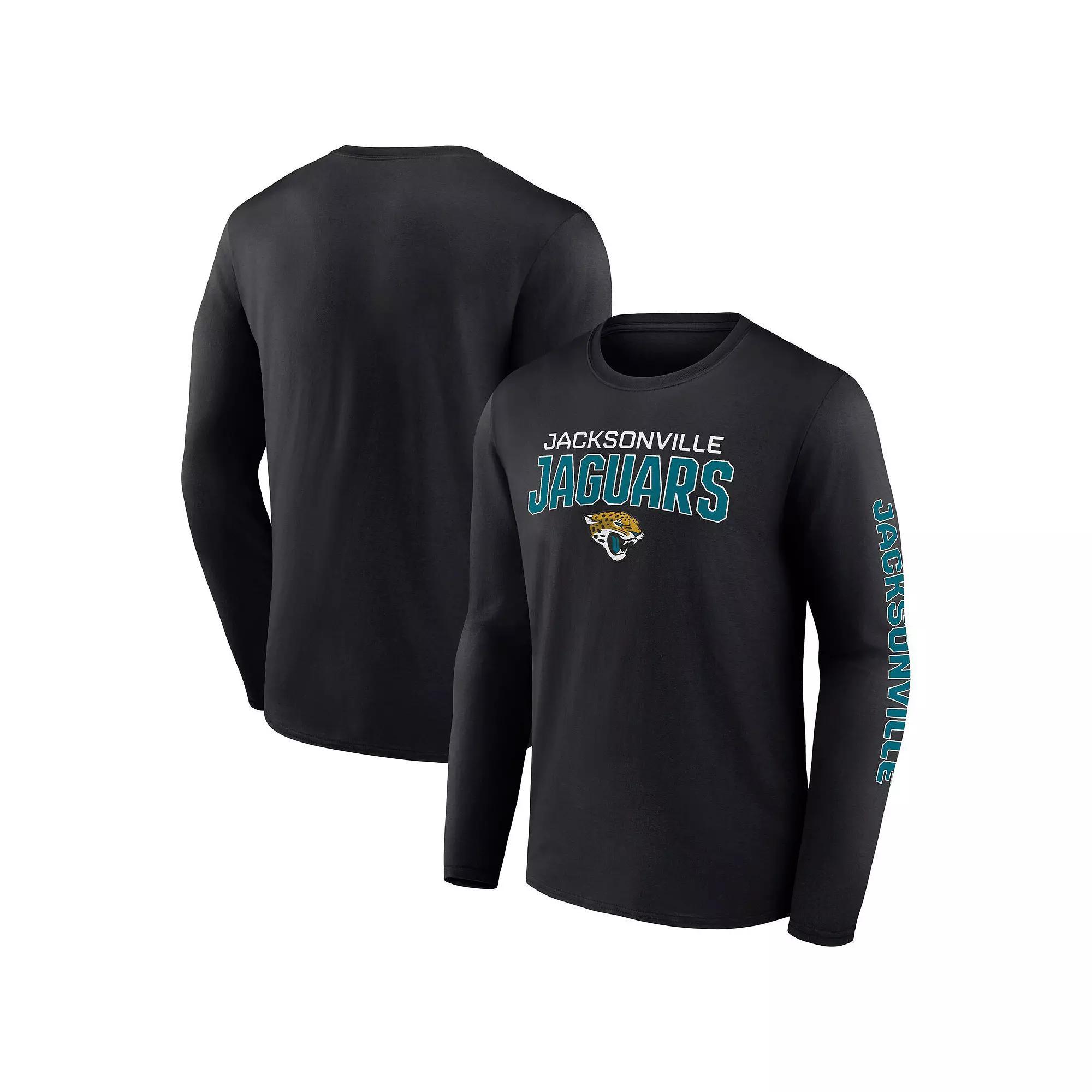 Men's Fanatics Branded Black Carolina Panthers Wordmark Go the Distance Long Sleeve T-Shirt,  Product Image