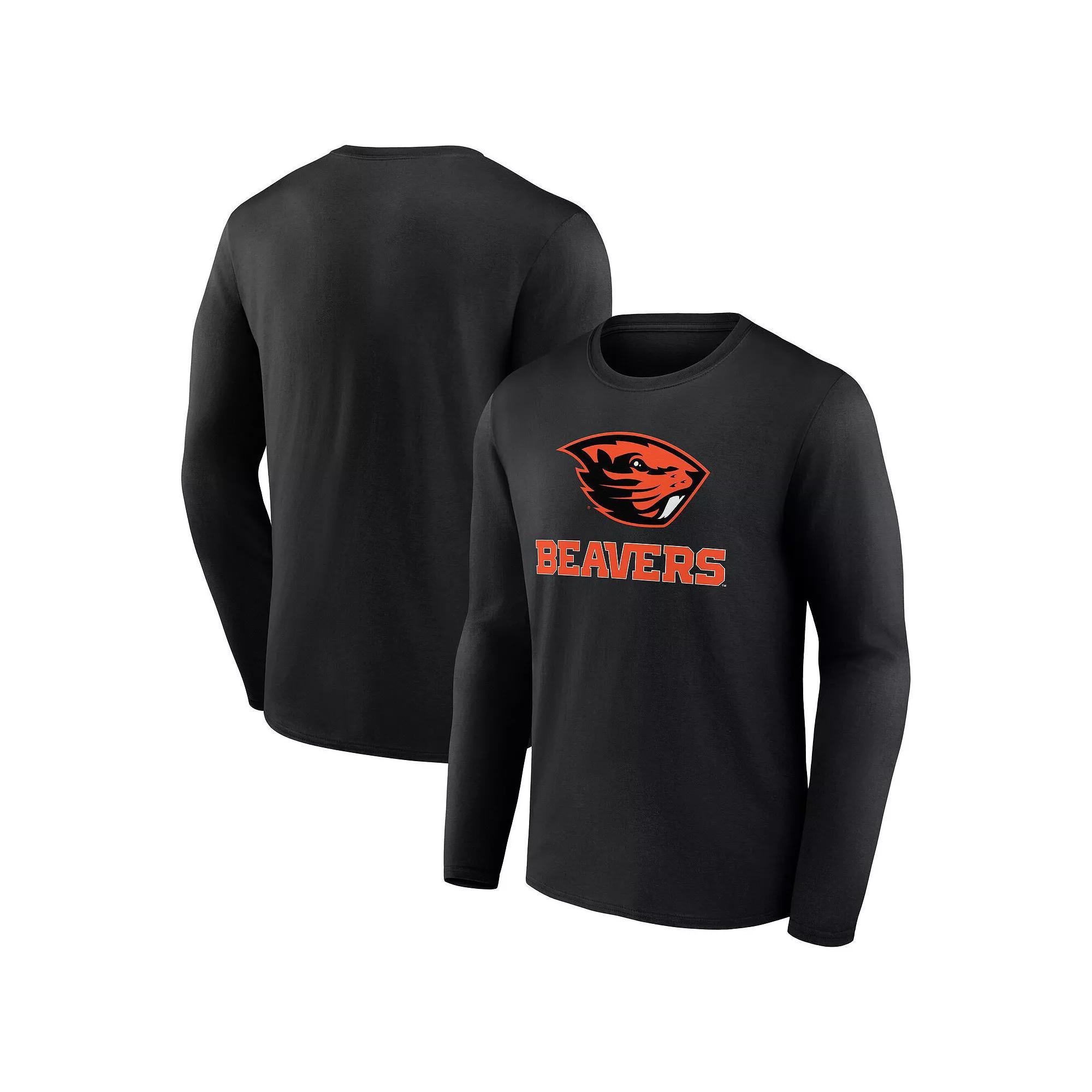 Men's Black Oregon State Beavers Evergreen Cotton Team Lockup Long Sleeve T-Shirt, Size: Large Product Image