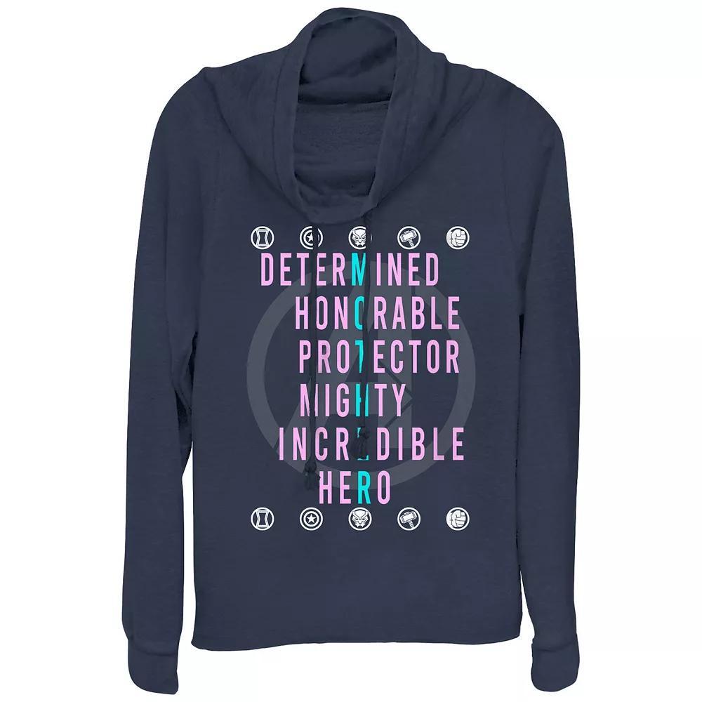 Women's Avenger Mom Qualities Cowlneck Graphic Lightweight Long Sleeve, Size: XS, Blue Product Image