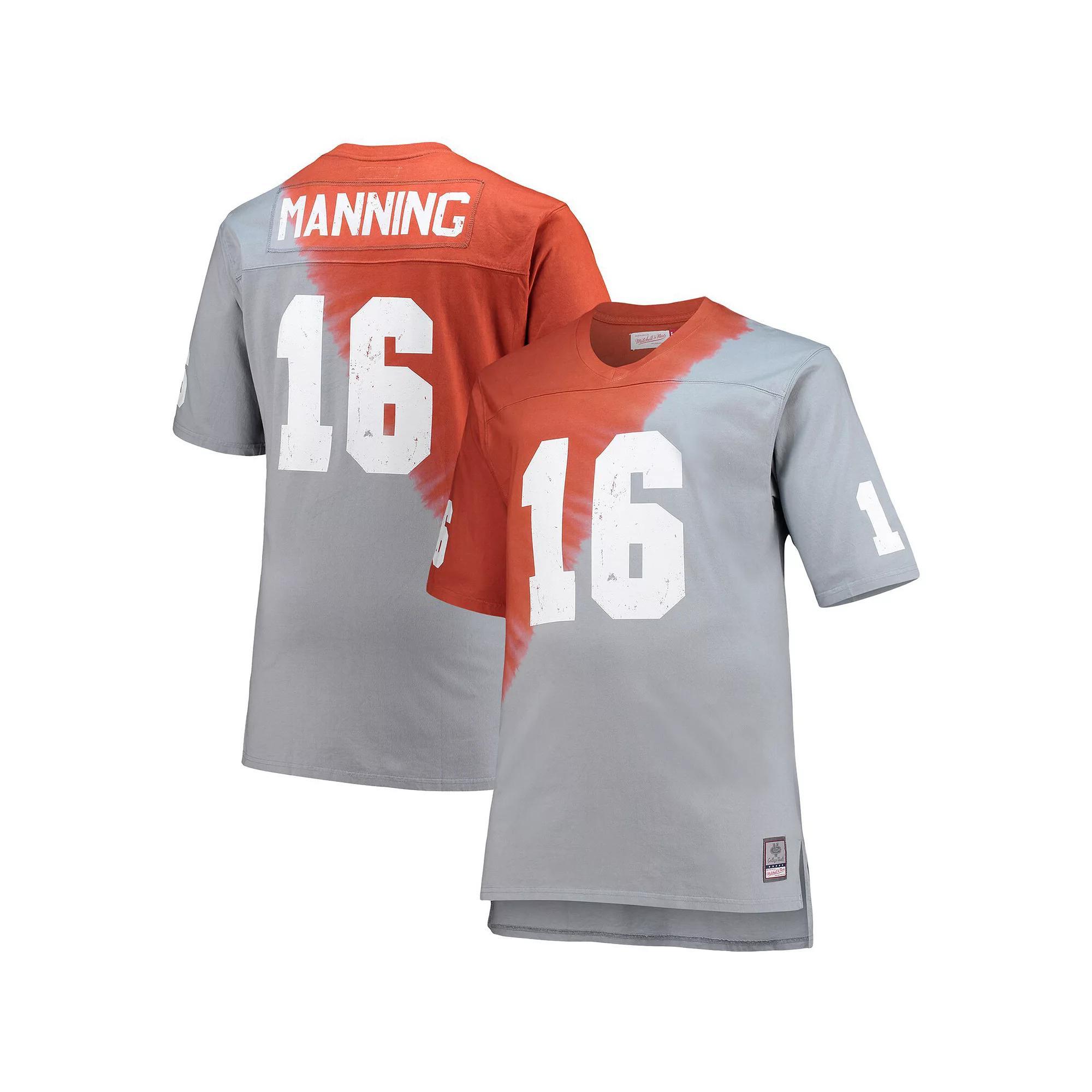 Men's Mitchell & Ness Peyton Manning Tennessee Orange/Gray Tennessee Volunteers Name & Number Tie-Dye V-Neck T-Shirt, Size: 5XLT Product Image