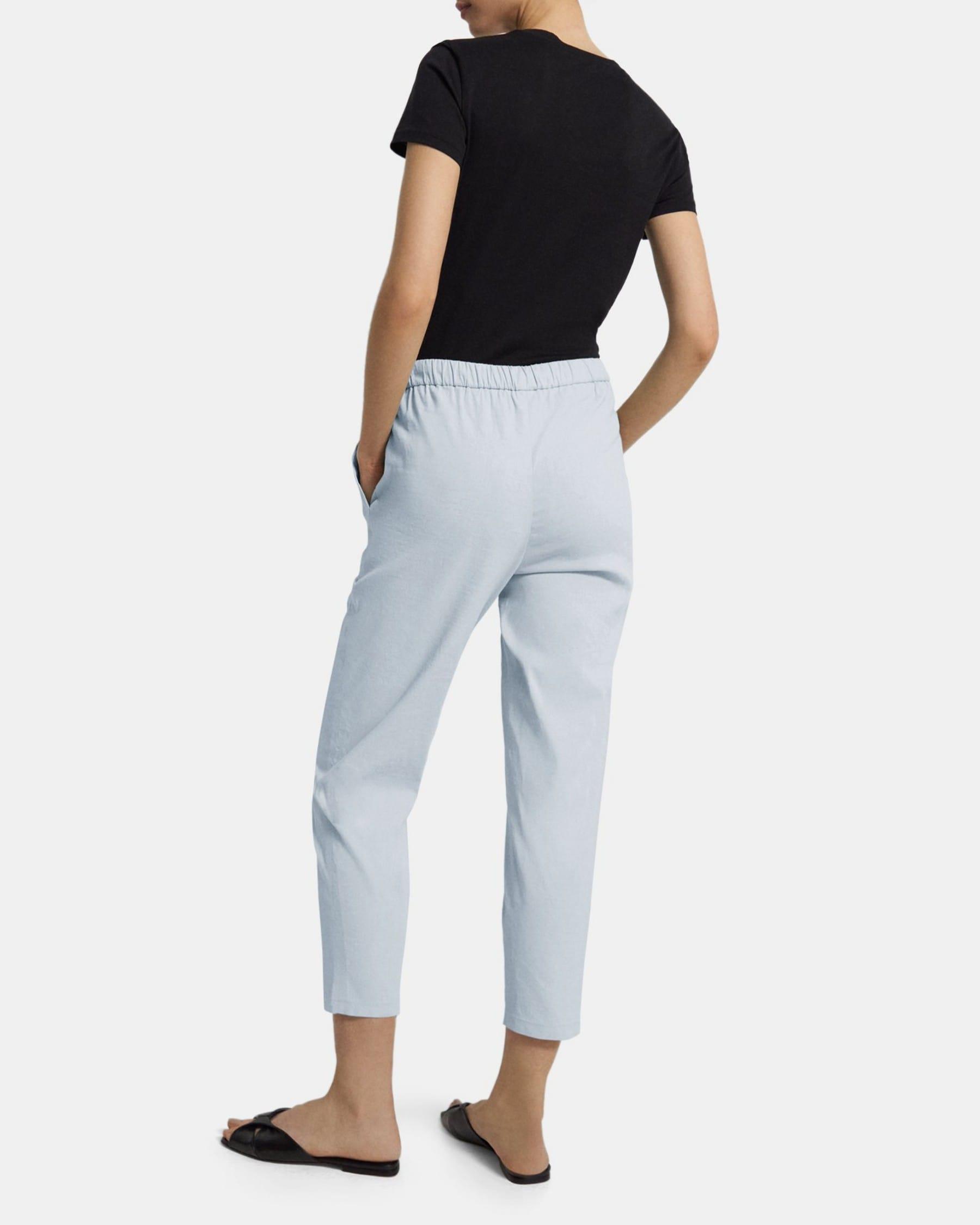 Slim Cropped Pull-On Jogger in Stretch Linen Product Image