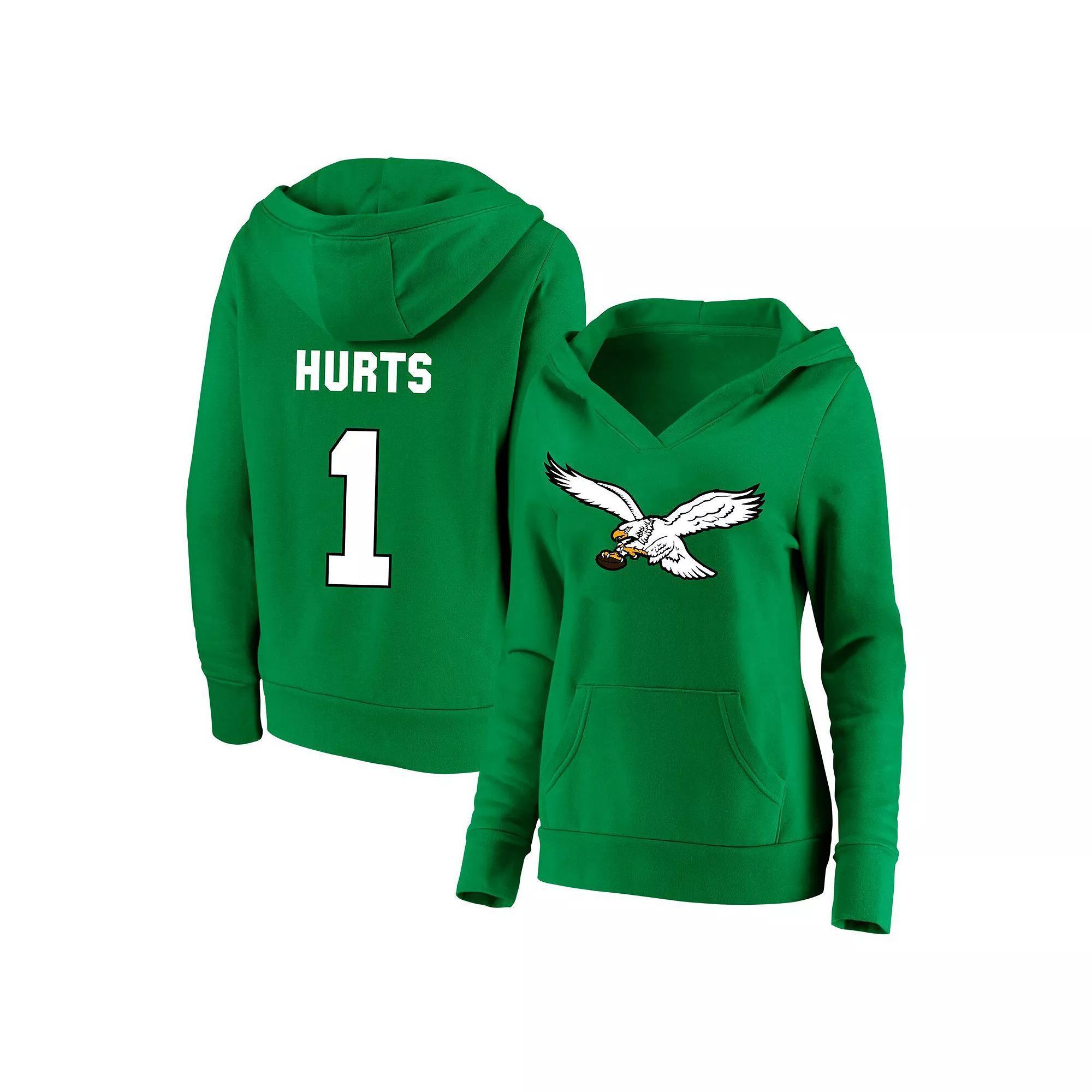 Women's Fanatics Jalen Hurts Kelly Green Philadelphia Eagles Plus Size Player Name & Number V-Neck Pullover Hoodie, Size: 2XL Product Image
