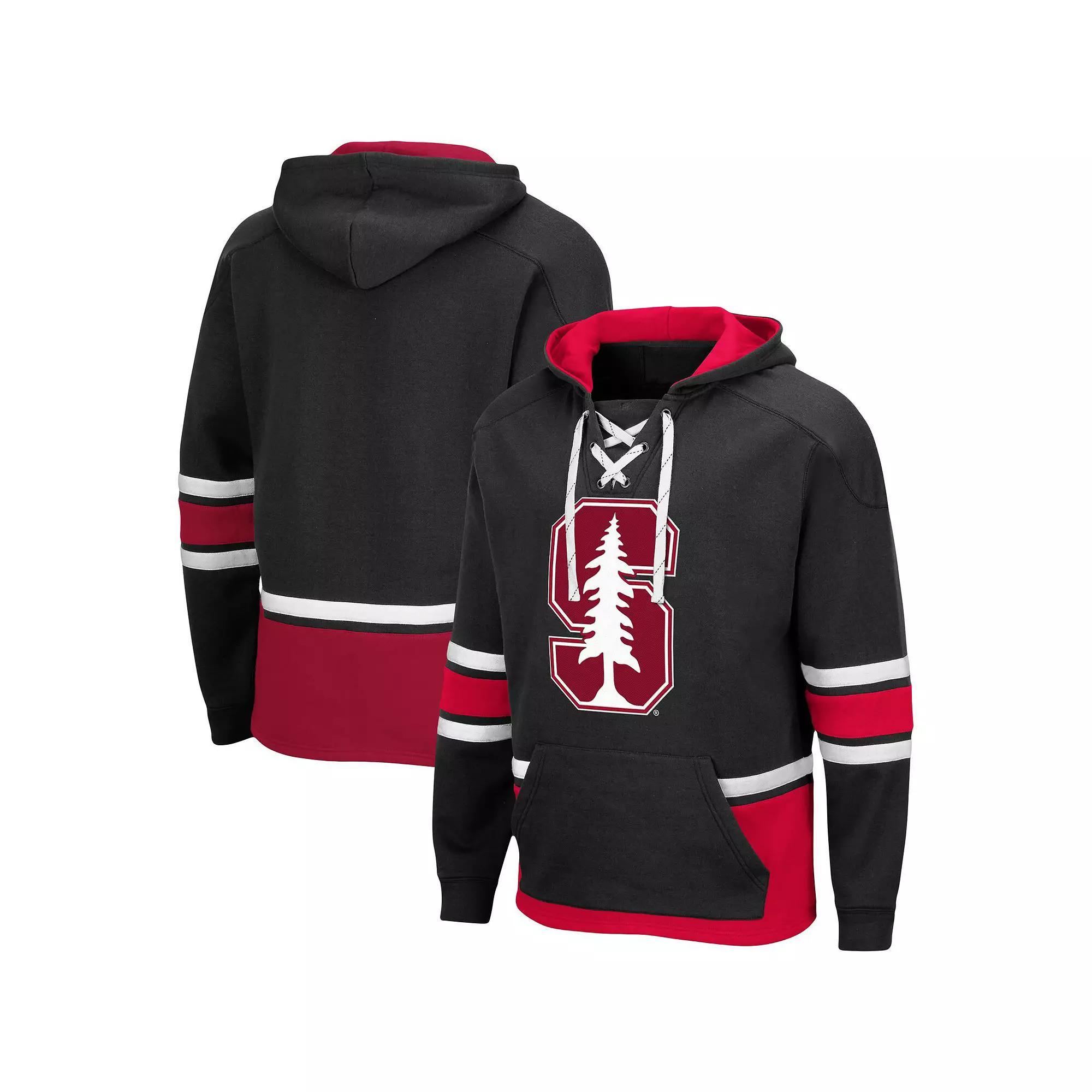 Men's Colosseum Black Stanford Cardinal Lace Up 3.0 Pullover Hoodie, Size: Medium Product Image