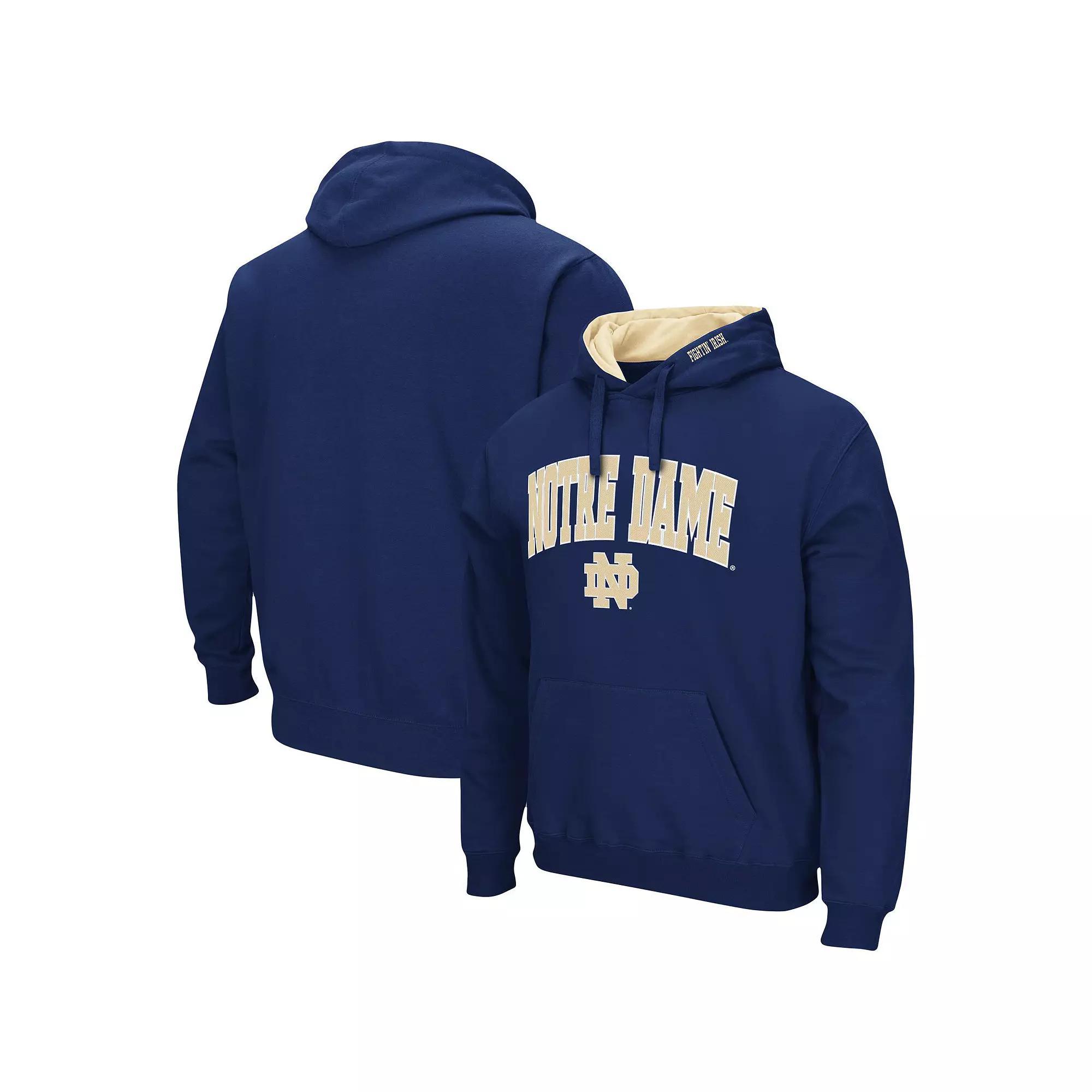 Men's Colosseum Navy Notre Dame Fighting Irish Arch & Logo 3.0 Pullover Hoodie,  Product Image