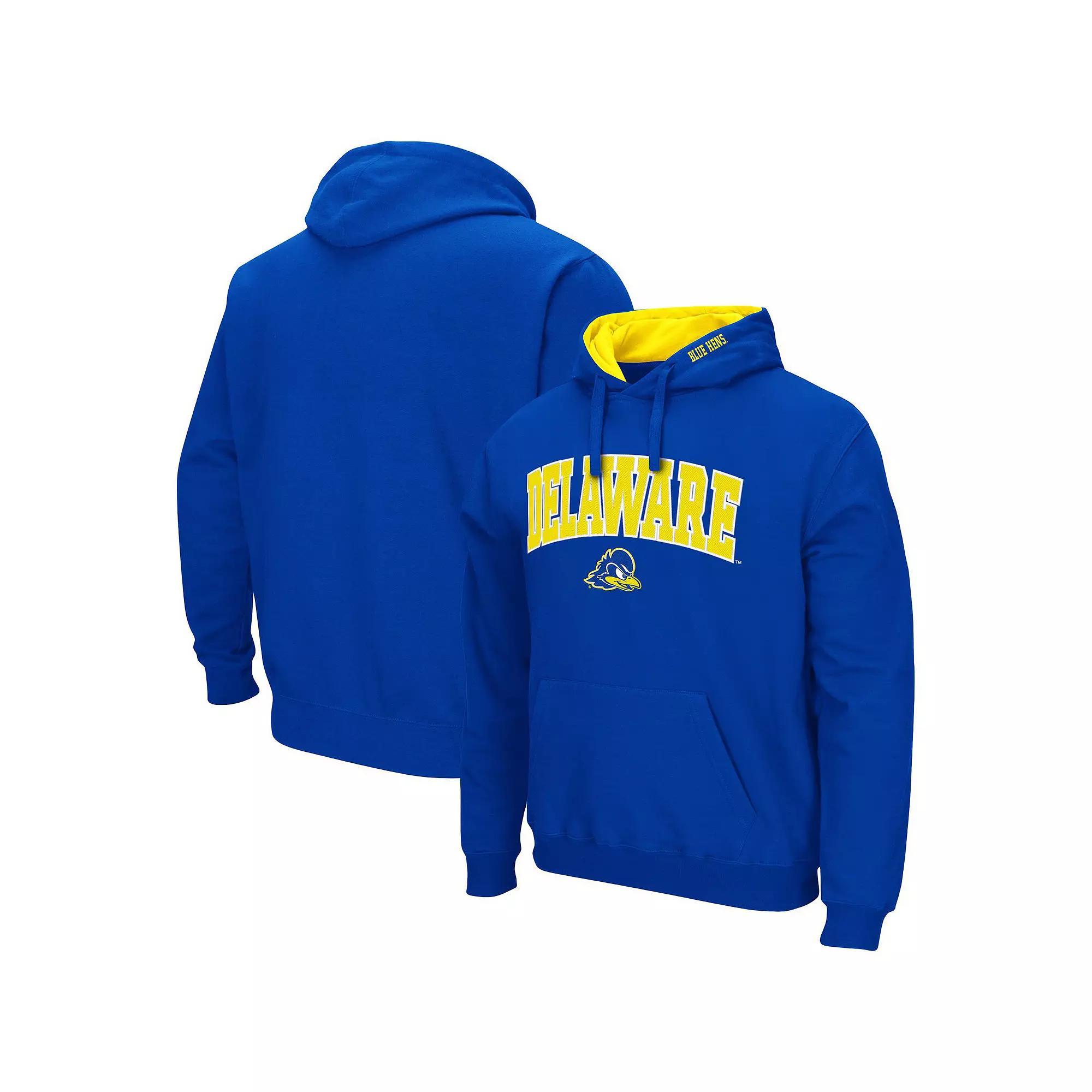 Men's Colosseum Royal Delaware Fightin' Blue Hens Arch and Logo Pullover Hoodie,  Product Image