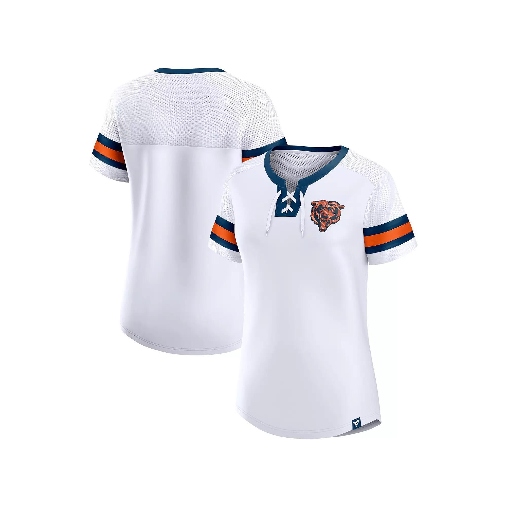 Women's Fanatics Branded White Chicago Bears Sunday Best Lace-Up T-Shirt, Size: Large Product Image
