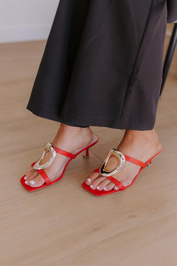 The Stella Faux Leather Heel in Red Product Image