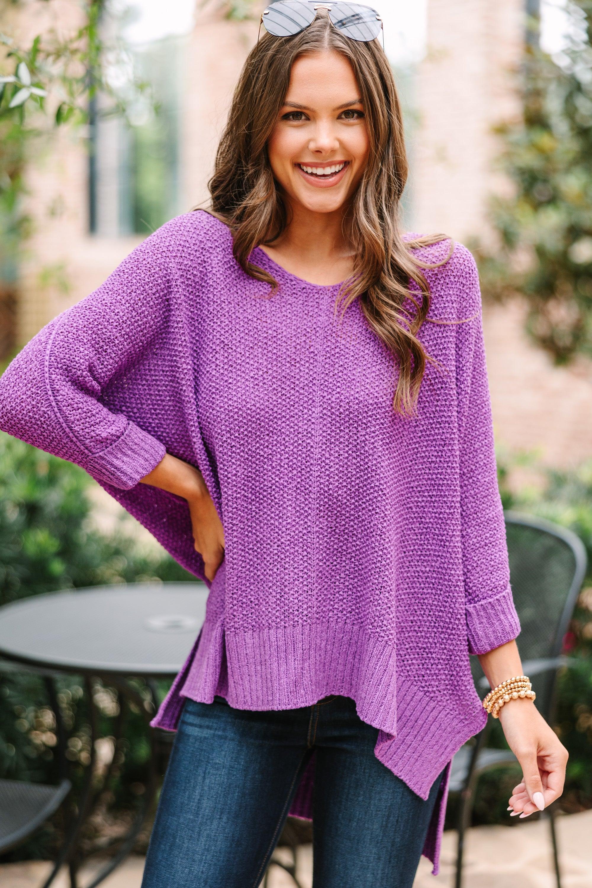 Don't Waste A Moment Purple Oversized Sweater Female Product Image