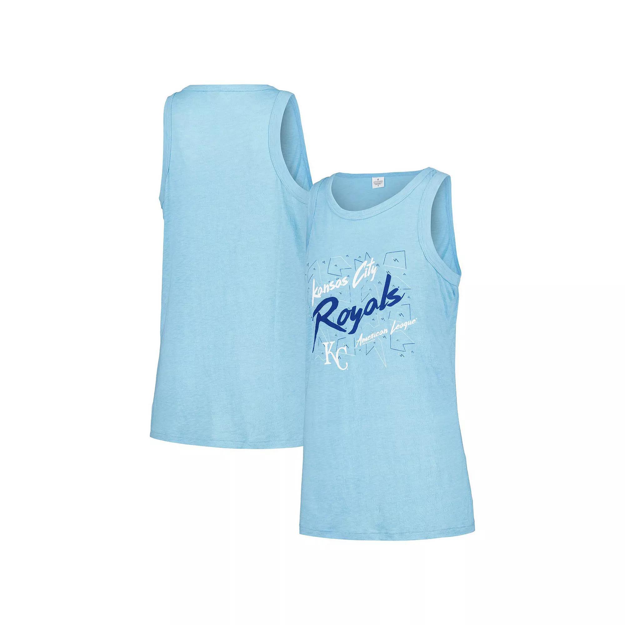 Women's Soft as a Grape Light Blue Kansas City Royals Gauze High Neck Tank Top, Size: Large Product Image