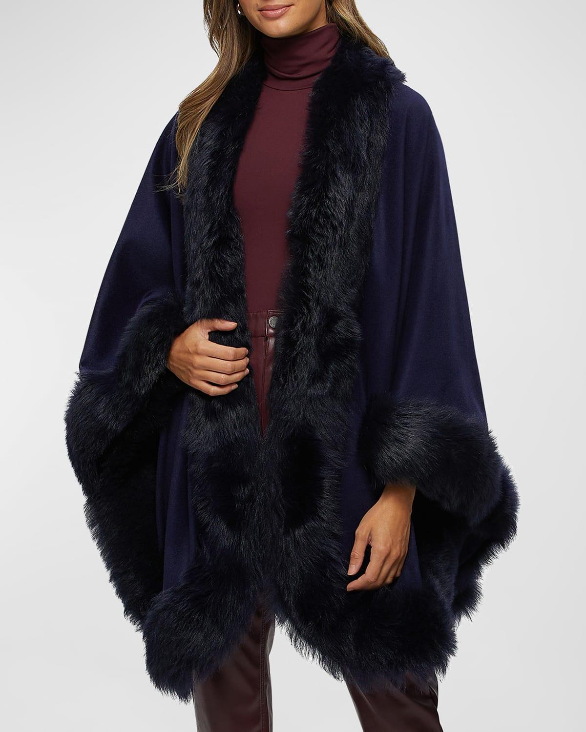 Cashmere Cape With Toscana Shearling Lamb Trim Product Image