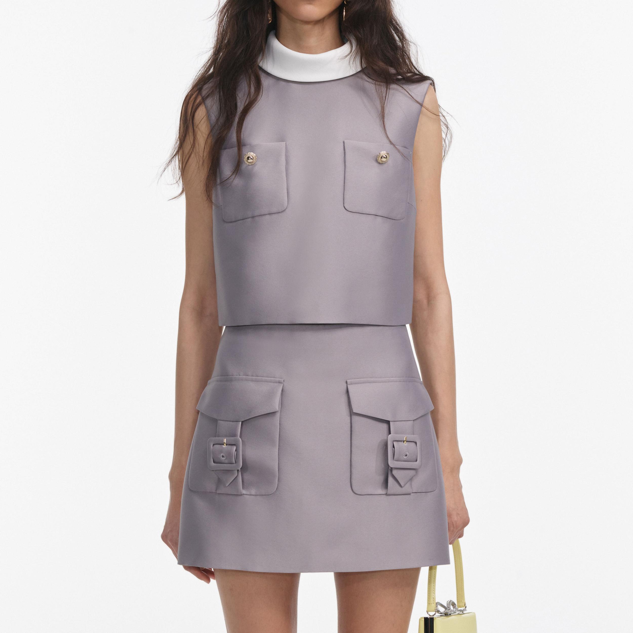 Grey Taffeta Mini Skirt Product Image