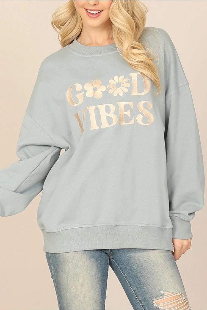 Sweatshirt Good Vibes Print Top Product Image