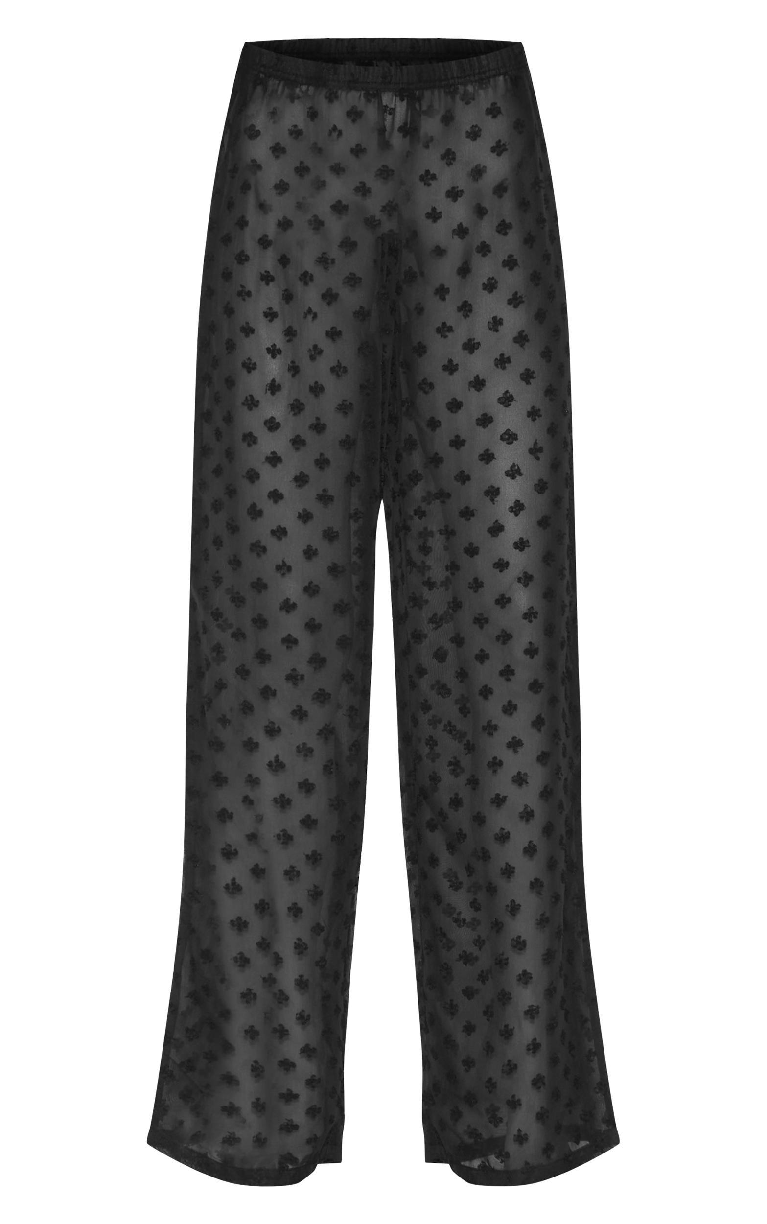Black Wide Leg Textured Beach Pants Product Image