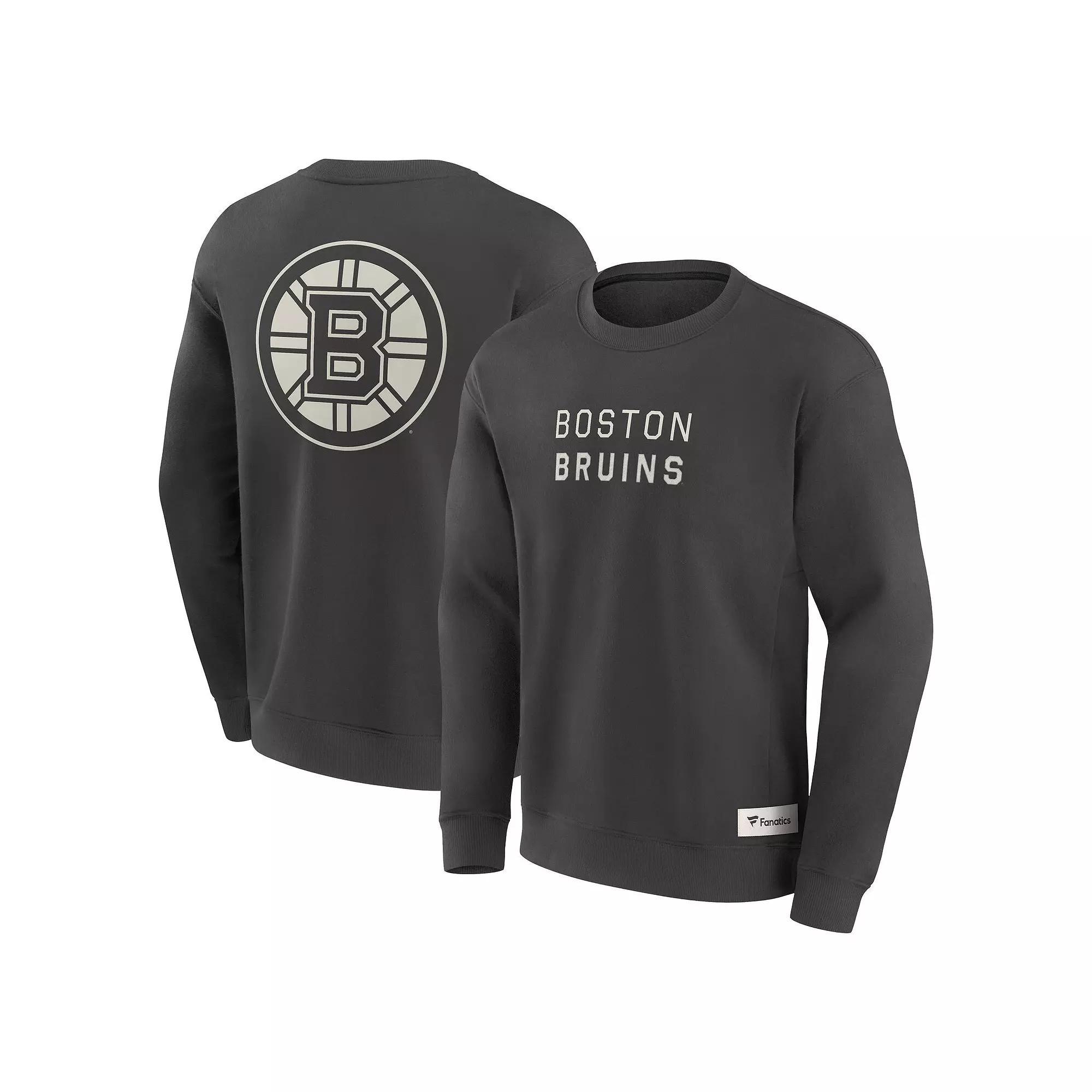 Men's Fanatics Charcoal Boston Bruins Elements Future Ground Lettering Pullover Sweatshirt,  Product Image