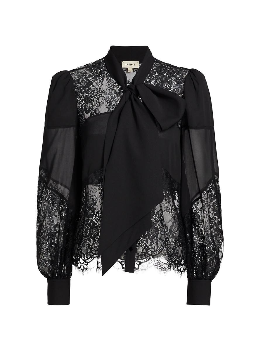 Womens Emmelina Lace Tieneck Blouse Product Image