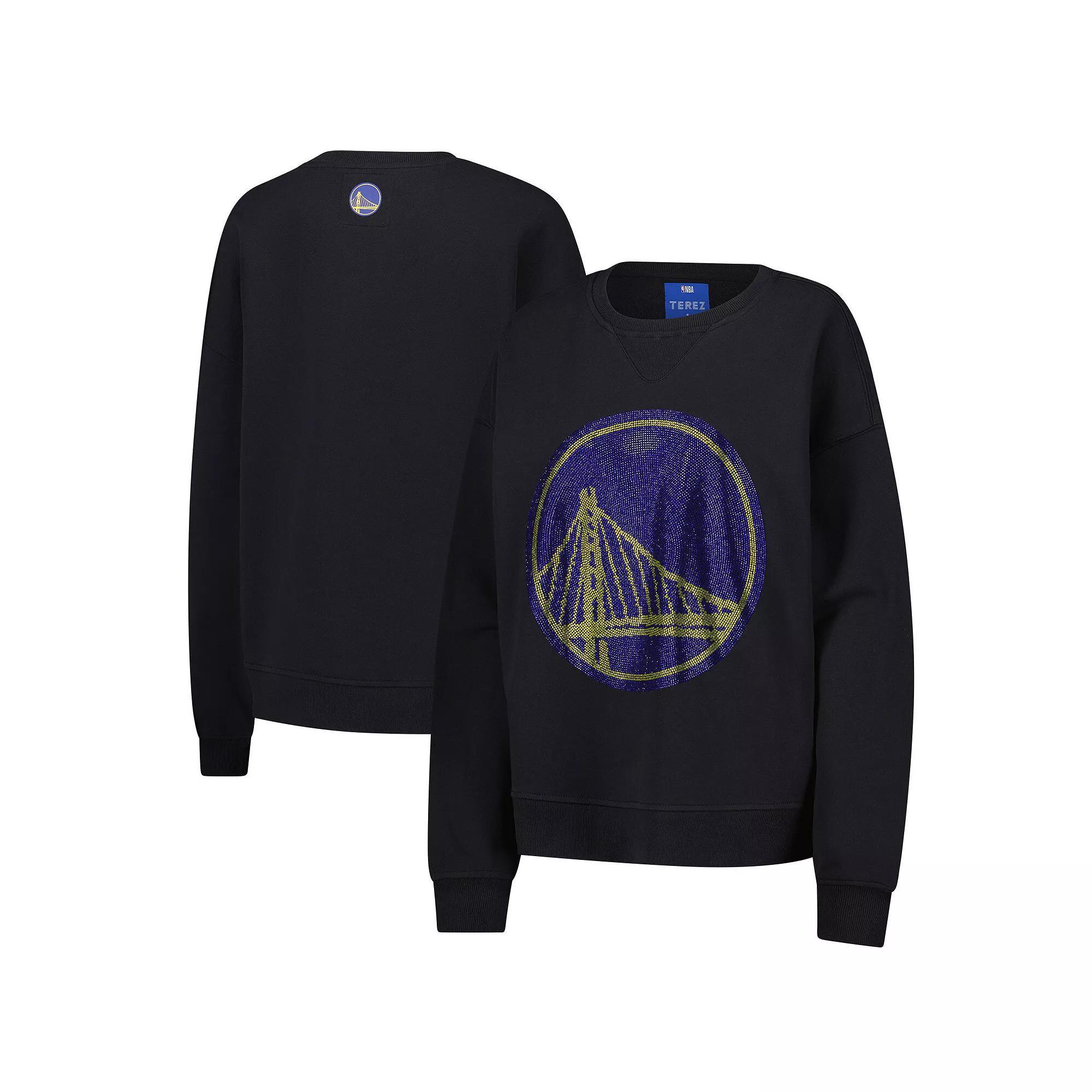 Women's Terez Black Golden State Warriors Gemstone Logo Pullover Sweatshirt,  Product Image