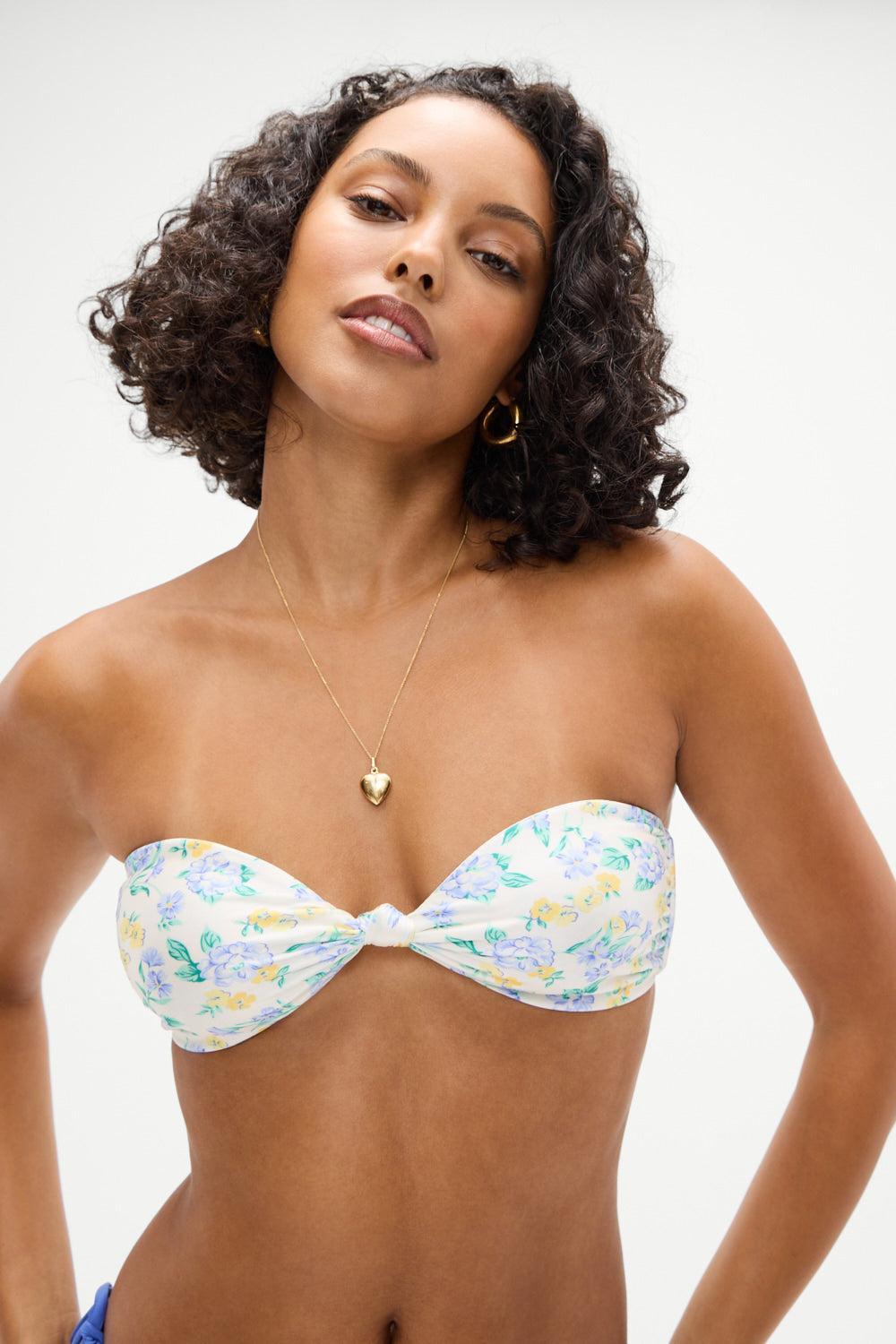 Crescent Shine Bandeau Bikini Top - Coastal Floral Product Image