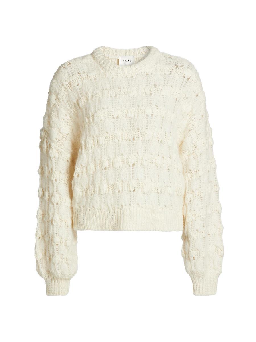 Womens Popcorn Wool-Blend Knit Crewneck Sweater Product Image