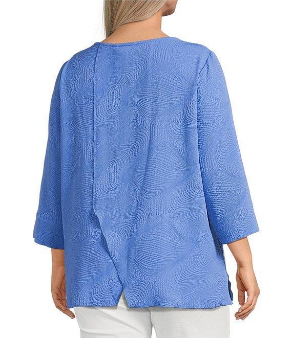 Ali Miles Plus Size Woven Round Neck 3/4 Sleeve Tunic Product Image